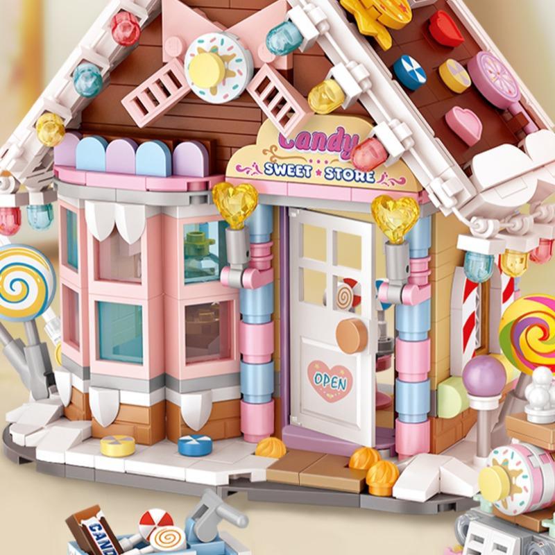 Candy House Design Mini Building Blocks Toy, 781pcs Set Fun House DIY Builds Toy, Assembly Building Brick Construction Display Model Gift