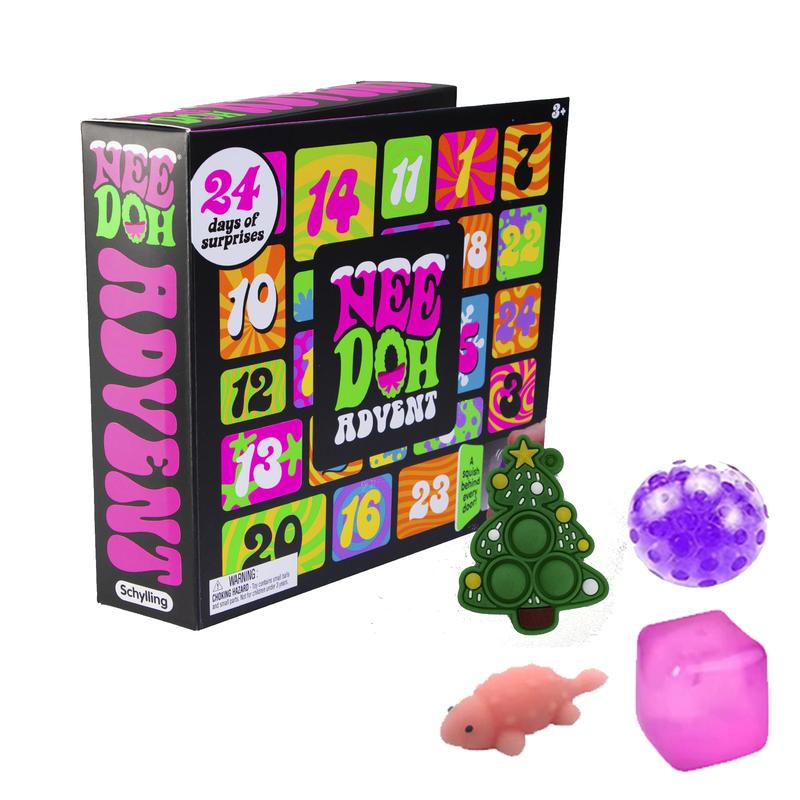 Schylling NeeDoh SquishmasCountdown Advent Calendar -NewEdition with 24 Mini Stress ReliefSqueeze Toys-Christmas Holiday Funfor All Ages