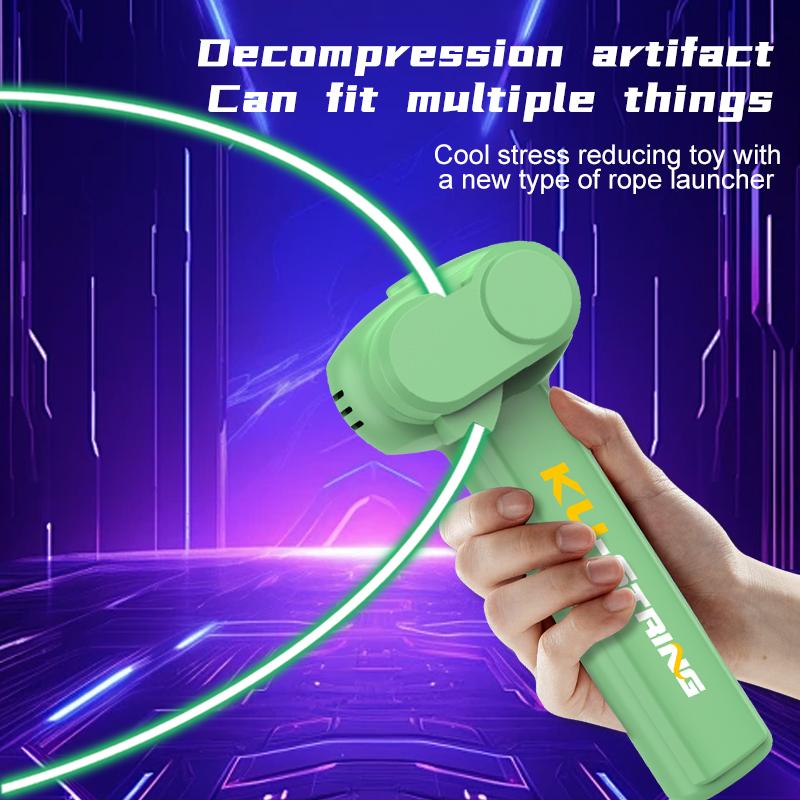 The Original Glow-In-The-Dark String Shooter Toy w  Dual Built-in UV Blacklights - Safe Fun Adult & Kids Rope Launcher Gift - Viral Fidget Toy Gadget - Music Festival Rave Dance Accessory