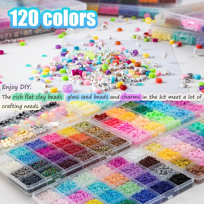 6 Boxes 16800 count 72 Colors Clay Beads and 48 Colors Glass Seed Beads for Friendship Bracelets Making Kit Heishi Beads with Letters Beads