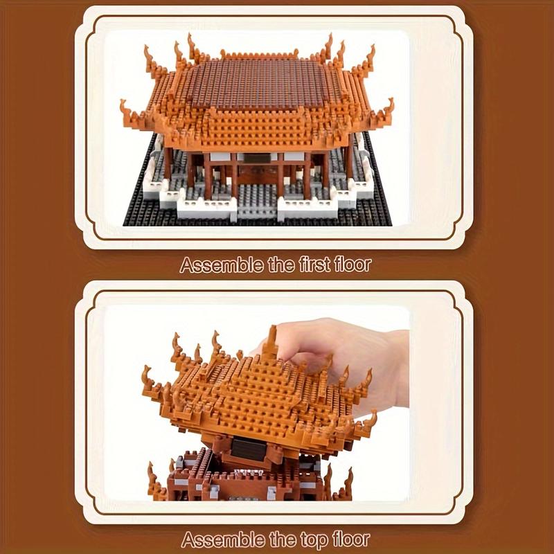 1788PCs Ancient Chinese Architecture Yellow Crane Tower, Miniature Building Blocks, Adult, Gift Box, Puzzle, Puzzle, Hands-on Ability, Splicing, House Structure, Boy, Christmas, Halloween, New Year