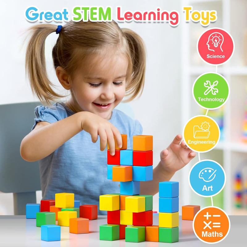 Christmas Gift 1.41 inch Large Magnetic Building Blocks for Toddlers 3 4 5 6 7 8 Christmas Gift Boys Girls Magnetic Cubes for Kids 1-3 Montessori Toys