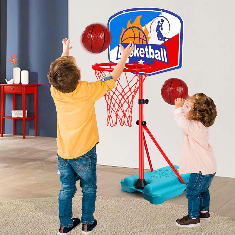 Kids Basketball Hoop Portable Adjustable Height 2.9FT-6.2FT Mini Toddler Basketball Goals Outdoor & Indoor Toys with 2 Balls Summer Yard Backyard Outside Sport Toys for Boys Age 3 4 5 6 7 8 Gifts