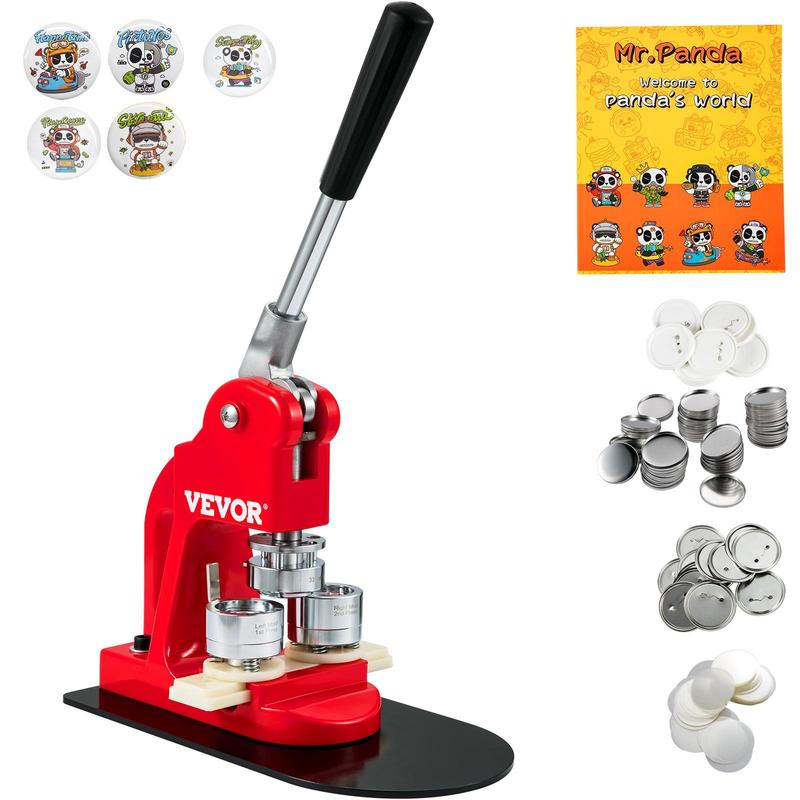 VEVOR Button Maker Machine, 32 mm (1.25 inch) Badge Punch Press Kit, Children DIY Gifts Pin Maker, Button Making Supplies with 500pcs Button Parts & Circle Cutter & Magic Book