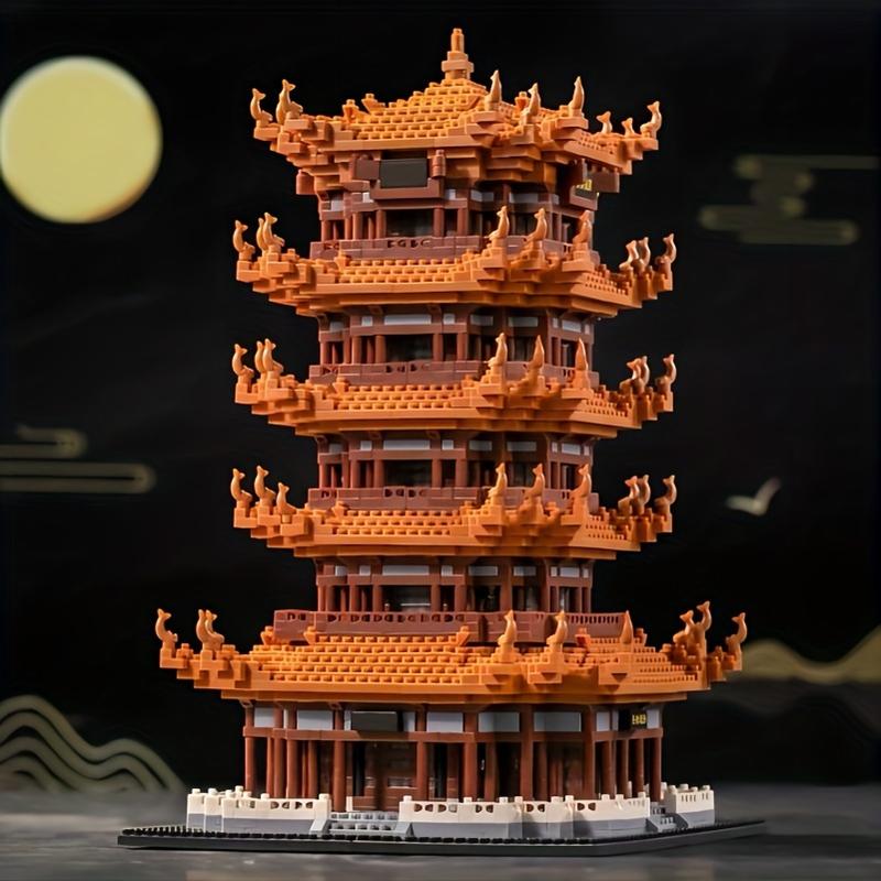 1788PCs Ancient Chinese Architecture Yellow Crane Tower, Miniature Building Blocks, Adult, Gift Box, Puzzle, Puzzle, Hands-on Ability, Splicing, House Structure, Boy, Christmas, Halloween, New Year