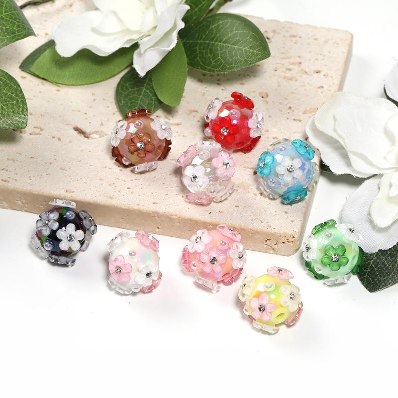 Qty 25 beads 16mm handmade diamond small flower hydrangea beads diy handmade jewelry mobile phone chain car hanging accessories materials