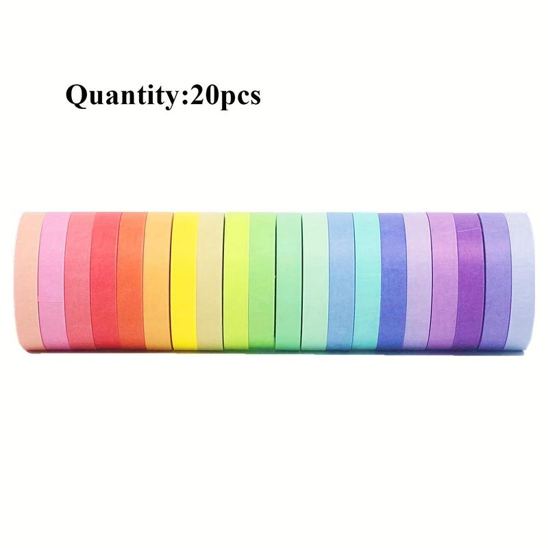 20pcs Solid Color Tapes, Creative Versatile DIY Educational Supplies For Scrapbooking & Crafts