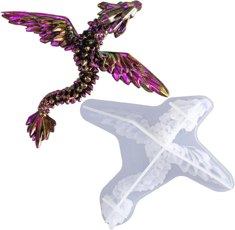 Gemstone Dragon Resin Mold, Crystal Winged Dragon Epoxy Resin Molds Silicone, 3D Flying Dragon Toy Silicone Molds for Epoxy Resin, Home Decor - LET'S RESIN