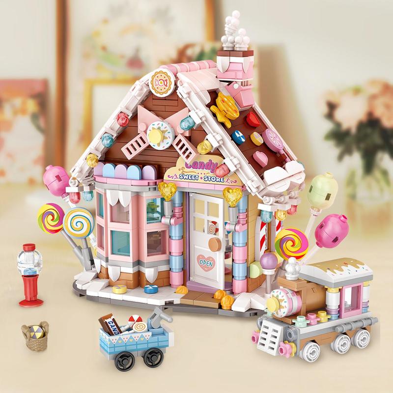 Candy House Design Mini Building Blocks Toy, 781pcs Set Fun House DIY Builds Toy, Assembly Building Brick Construction Display Model Gift