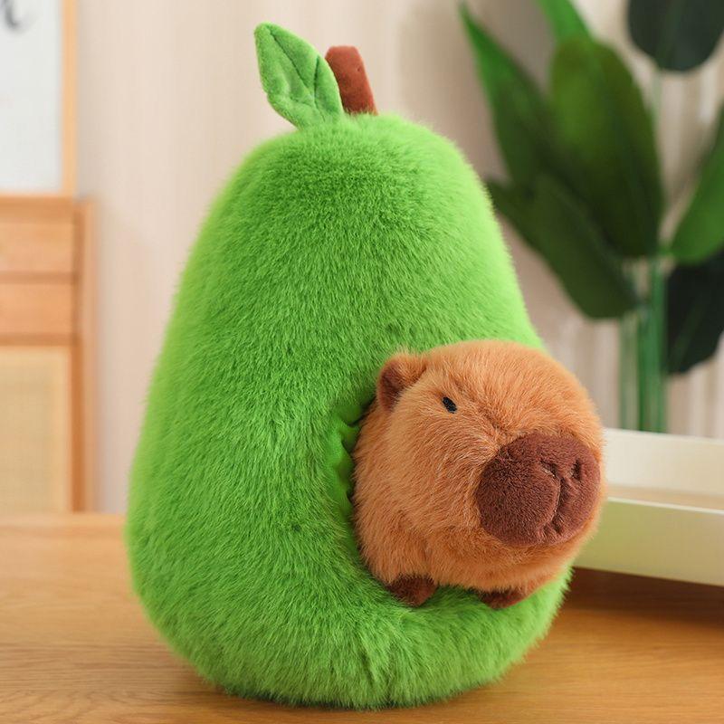 Avocado Capybara,Capybara Stuffed Animal, Capybara Plush, Capybara Toys with Turtle Backpack Plushies Hugging Gifts for Kids Brown