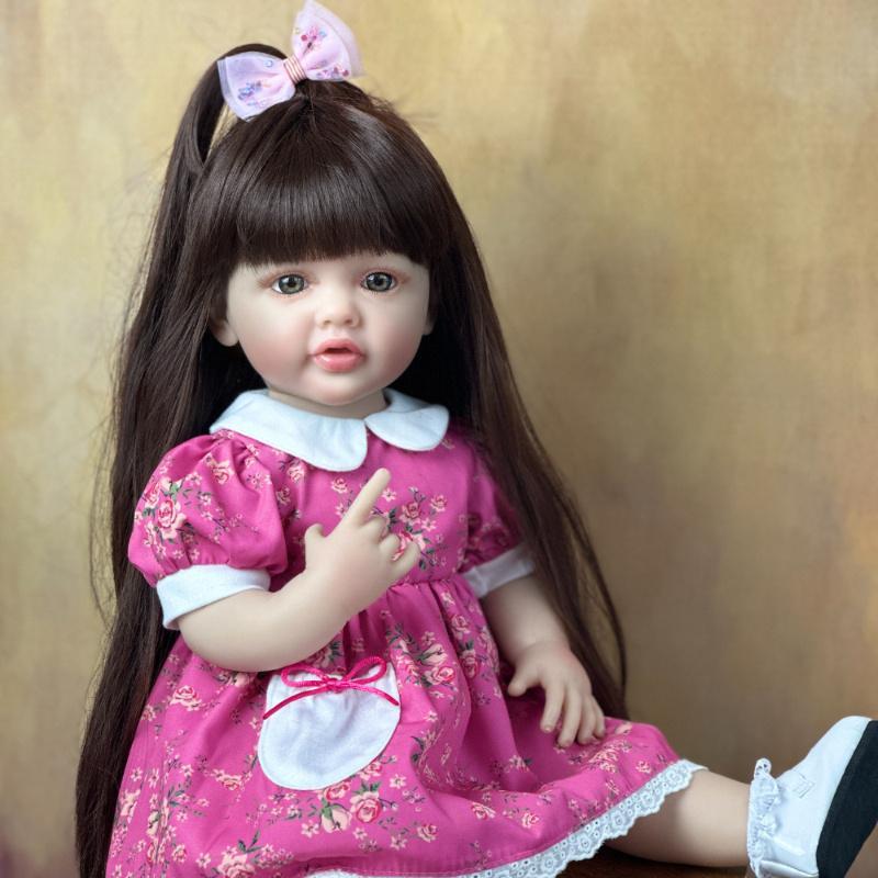 22 Inch Life-like Girl Doll, Reborn Teenager Doll with Full Soft Silicone Body, Lovely Dress Up Toy for Birthday Gift, Christmas Gift