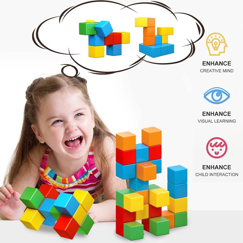 Christmas Gift 1.41 inch Large Magnetic Building Blocks for Toddlers 3 4 5 6 7 8 Christmas Gift Boys Girls Magnetic Cubes for Kids 1-3 Montessori Toys