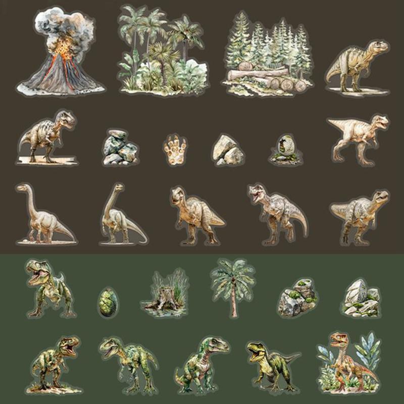 Dinosaur Pattern Sticker, 15pcs set Waterproof Self Adhesive Decorative Sticker, DIY Decals for Scrapbooking, Journaling, Gift Wrapping