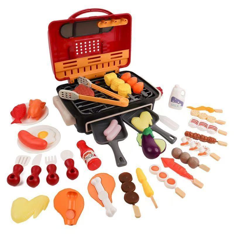 Pretend Play BBQ Kitchen Playset with Smoke, Light, Sound, and Multiple Accessories – Perfect Interactive Play for Children，Barbecue Role-Play Set for Kids Ages 3+