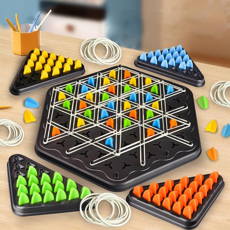 Triangle Chess Game, 1 Set Trigger Rubber Belt Game, Desktop Interactive Game, Party Leisure Interactive Game Props, Birthday Gift, Christmas Gift