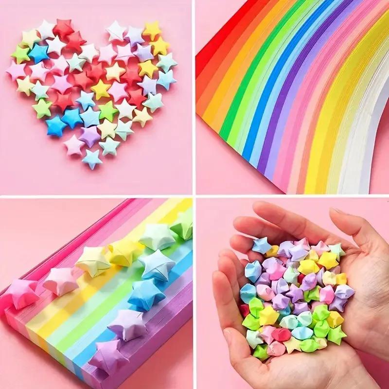 Origami Stars Paper Strip (540pcs set), Colorful Double Sided Lucky Star Origami Paper, DIY Hand Art Supplies for Home Decor