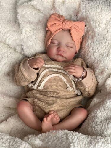 Reborn Baby Dolls 19 inch 48cm Cloth Weighted Body Silicone Vinyl Reborn Toddler Doll Asleep with Painted Hiar Lifelike Dolls That Look Real Child Toys with Outfit & Accessories  Christmas gift