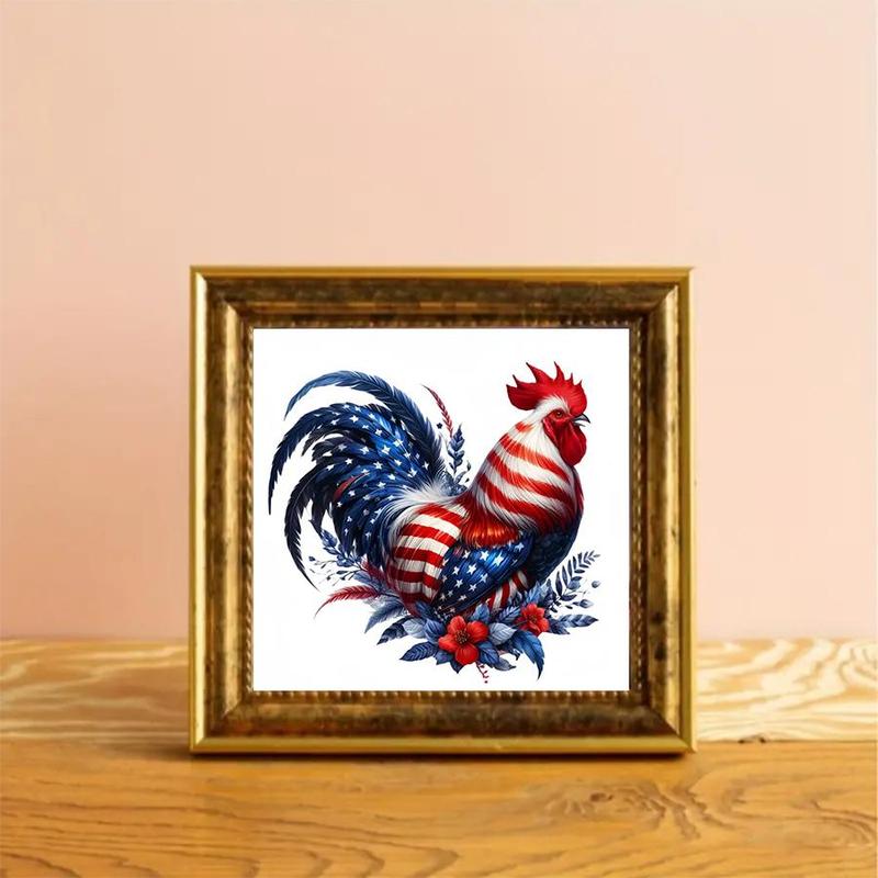 Rooster Pattern DIY Diamond Arts Colorful Painting Kit without Frame, DIY 5D Diamond Arts Painting Kit, Wall Art Decor for Home Bedroom