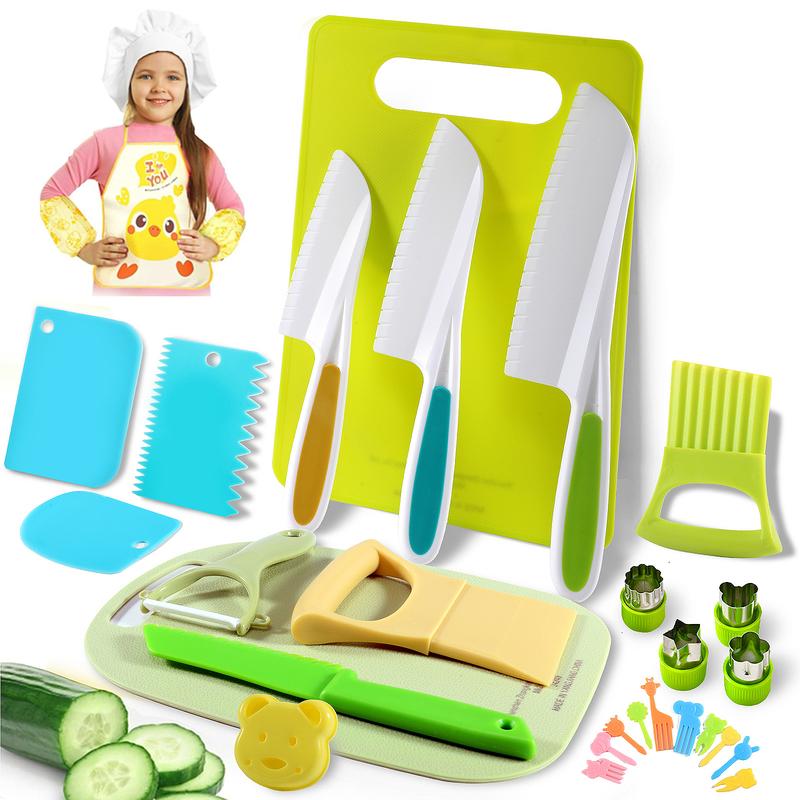 Control Future 31pcs Kids Cooking Set Toy:Montessori Kitchen Toy Safe Culinary Tools for Kids 4 - 12,Thanksgiving and Christmas Gifts