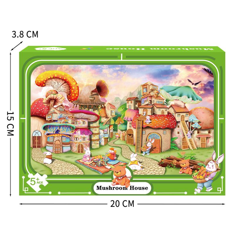 HUADADA 100 Pieces Puzzles for Adults, toddler puzzles，Mushroom Room, Perfect for Home Decoration Holiday Vacation, Family Games, Grandparents Brainstorming