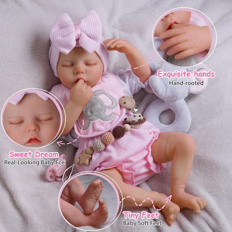 BABESIDE Lifelike Reborn Baby Dolls Twinnie - 17-Inch Baby Soft Body Realistic-Newborn Baby Dolls Poseable Real Life Baby Dolls Girl Cloth Body with Feeding Kit Gift Box for Kids Age 3+