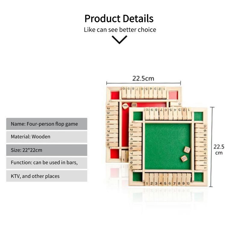 Christmas Double-sided Digital Four-sided Board Game Chess, 1 Set Wooden Parent-child Calculation Early Education Toy, Trouble Board Game, Thanksgiving Christmas Gift Set, Stocking Filler