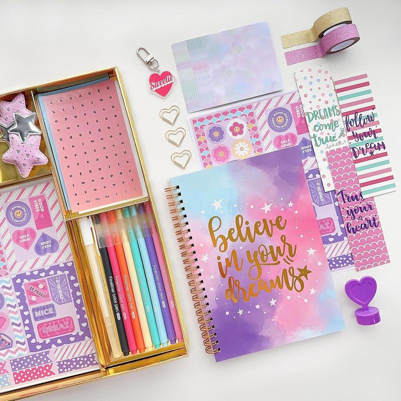 CHRISTMAS SALE:DIY Journal Kit for Girls - DIY Journal Set for Tween & Teen Girls, Stationery Set, Scrapbook & Diary Supplies Set, Journaling Art Crafts Kit, Ideal Gifts for 8 9 10 11 12 13 14 Year Old Girl