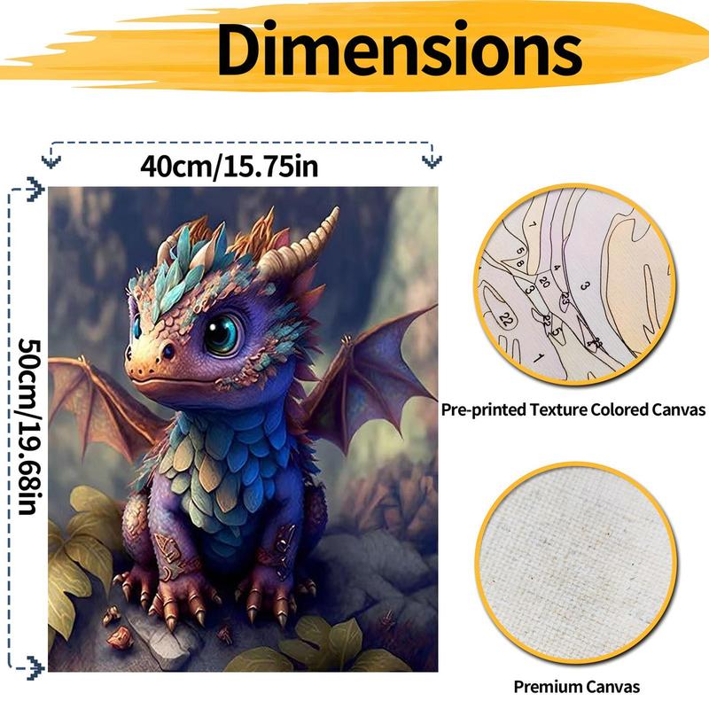 DIY Painting By Numbers Kit, Dragon Pattern DIY Oil Painting without Frame, Wall Art Decor for Home Living Room Bedroom