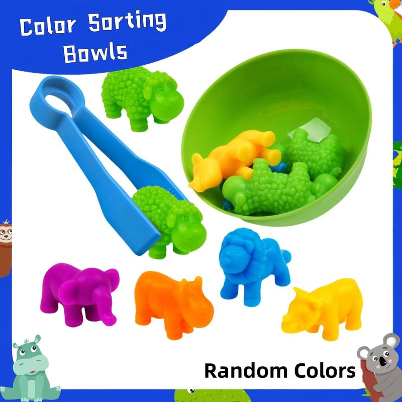 Christmas Counting Animals Toy, 1 Set Color Classification Game Toy, Sorting Bowl Preschool Learning Activity, Rubber Sorting Ability Training Plaything Summer Gift, Thanksgiving, Chrismats Gift Set