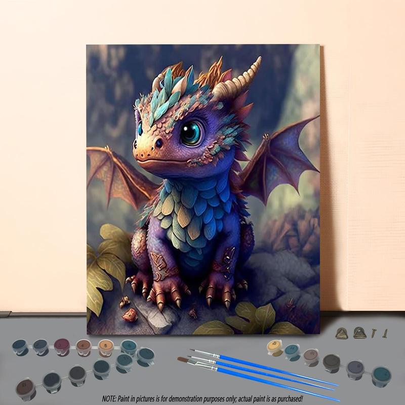 DIY Painting By Numbers Kit, Dragon Pattern DIY Oil Painting without Frame, Wall Art Decor for Home Living Room Bedroom