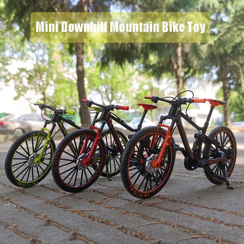 1:10 Alloy Mini Downhill Mountain Bike Toy, Die-cast BMX Finger Bike Model for Collections (Black Red) toybike finger bike