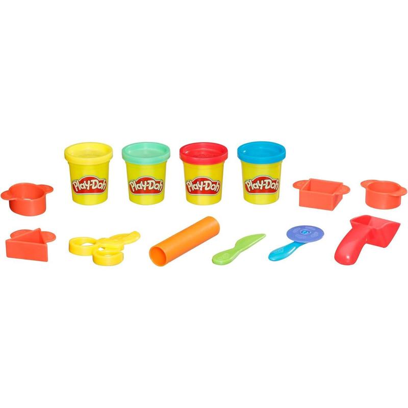 Play-Doh Starter Set 9-Piece Kit with Storage Tote & 4 Modeling Compound Cans, Arts and Crafts Toys for Kids 3 Years & Up, Preschool Toys