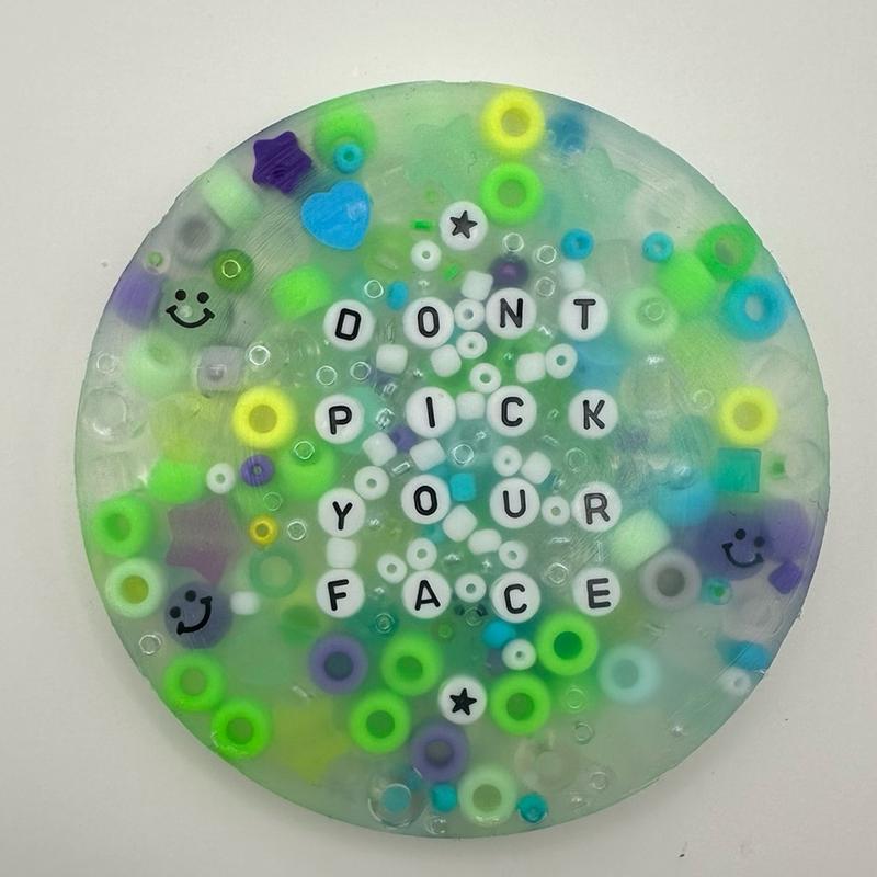 “Don't Pick Your Face” Mental Health Themed Pick Pad with 5+ Types of Beads and Charms