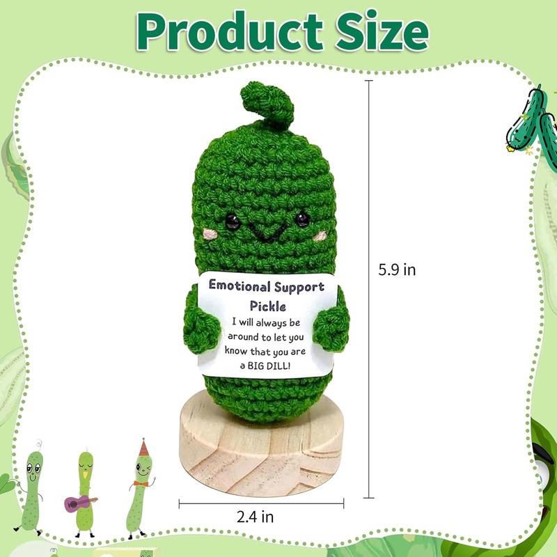 Handmade Emotional Support Pickled Cucumber Birthday Gift, Cute Crochet Christmas Pickle Knitting Doll Ornaments, Funny Reduce Pressure Pickle Toy for Women Men Girlfriend College (1pcs)