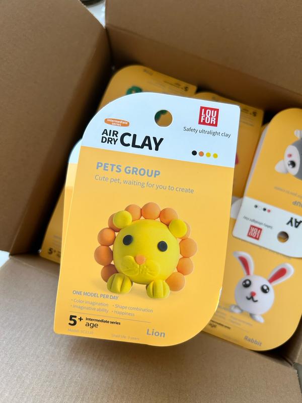 DIY Air Clay 12 in 1 Cute Pets Craft Kit - Soft and Ultra Light, Safe and Non-Toxic