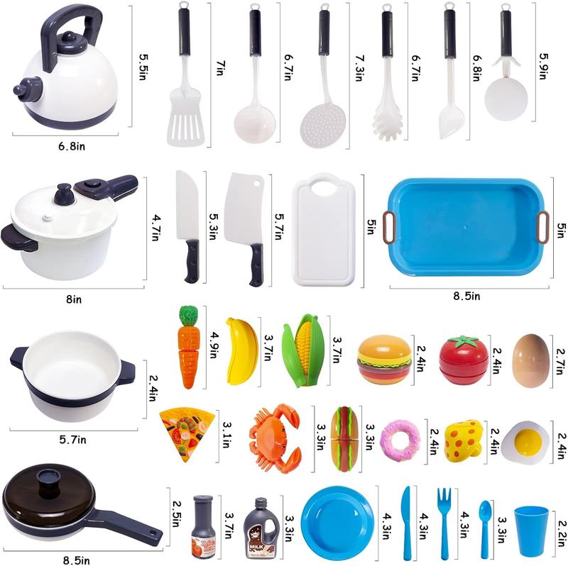 Christmas gift 72pcs  Kids Kitchen Toy Cookware with Play Food Toy Set,Kitchen Play Accessories with Pots and Pans,Cutting Food Toy Utensils