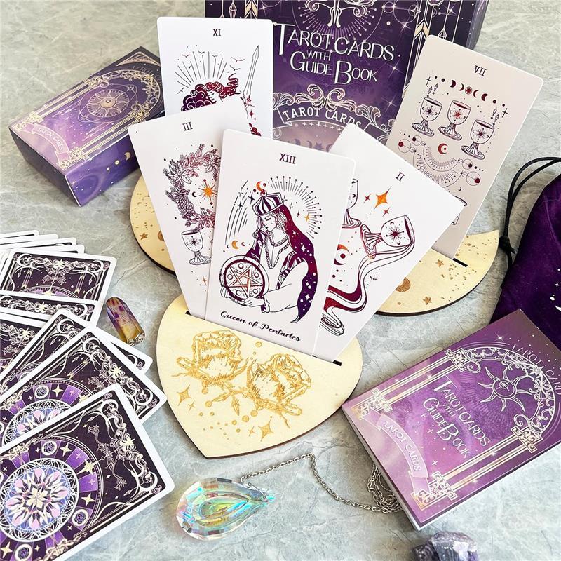 78 Tarot Cards Gift Set with Guidebook, Cloth, Chakra Stones, Crystals & Bag for Beginners and Expert Readers