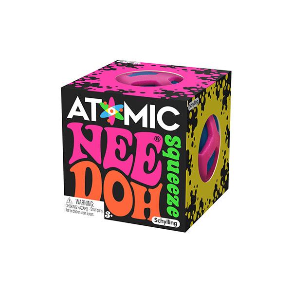 Schylling Atomic NeeDoh - Sensory Toy with Fun Dough Filling - Bursts of color squeeze through atomic grid design - One randomly selected piece