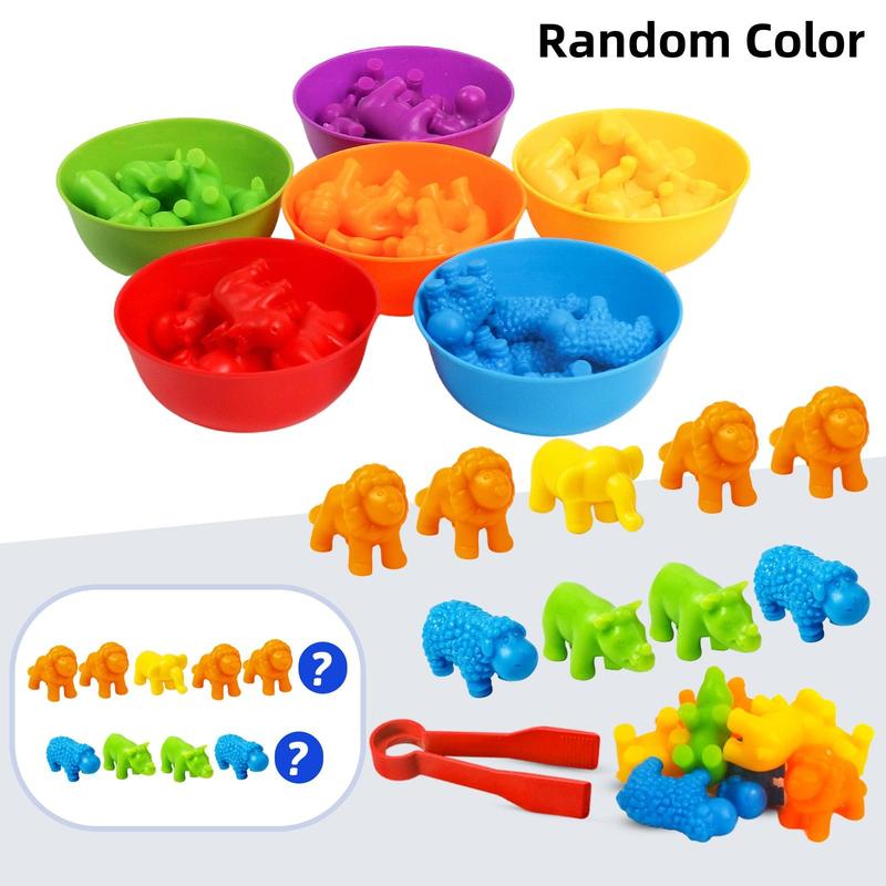 Christmas Counting Animals Toy, 1 Set Color Classification Game Toy, Sorting Bowl Preschool Learning Activity, Rubber Sorting Ability Training Plaything Summer Gift, Thanksgiving, Chrismats Gift Set