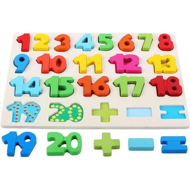 Wooden Puzzles for Toddlers, Wooden Alphabet Number Shape Puzzles Toddler Learning Puzzle Toys for Kids, 3 in 1 Puzzle for Toddlers, Age 3+ (Set of 3)