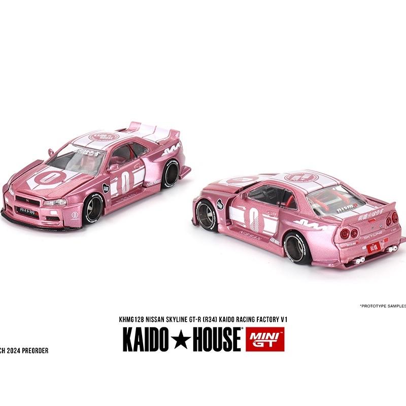 Kaido House x Mini GT 1:64 Nissan Skyline GT-R (R34) Kaido Racing Factory V1 – Pink