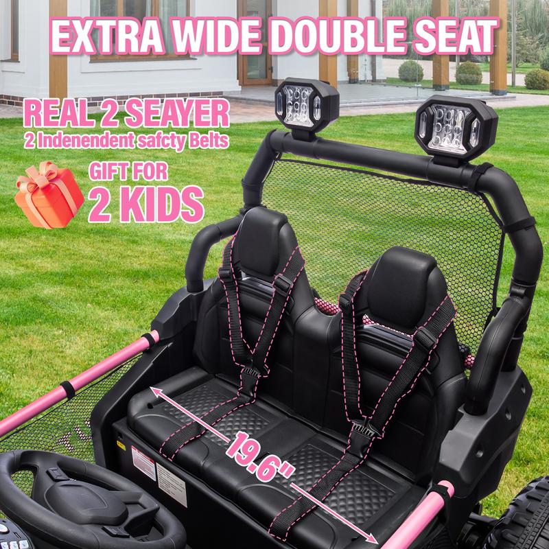 CoCLUB 24V Ride on Car for 2 Kids, 2 Seater Kids Ride on UTV Cars, 400W Super Power Electric Cars with Remote Control, Bluetooth, Rear Storage Space, 4 Wheel suspension, LED Light, Rear Searchlight