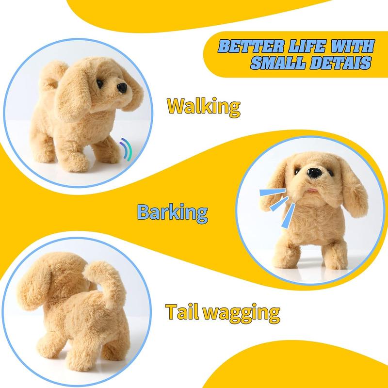 Plush Golden Retriever Toy Puppy Electronic Interactive Dog - Walking, Barking, Tail Wagging, Stretching Companion Animal for Kids Toddlers