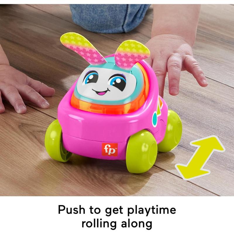 Fisher-Price Baby Learning Toy DJ Buggy Pink Push-Along Car with Music & Lights for Crawling Play for Infants Ages 9+ Months