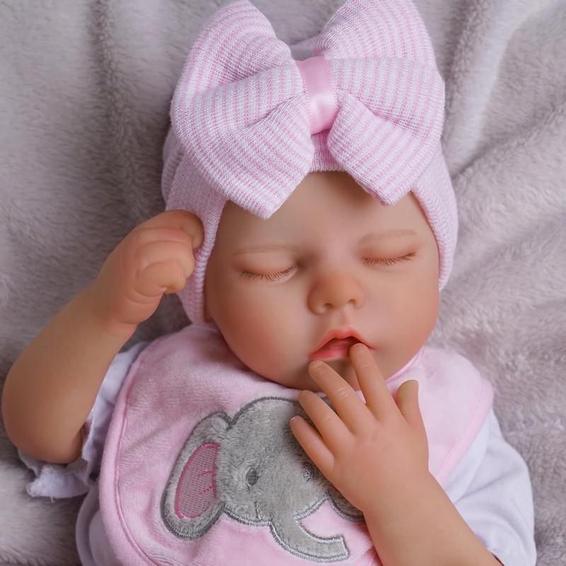 BABESIDE Lifelike Reborn Baby Dolls Twinnie - 17-Inch Baby Soft Body Realistic-Newborn Baby Dolls Poseable Real Life Baby Dolls Girl Cloth Body with Feeding Kit Gift Box for Kids Age 3+