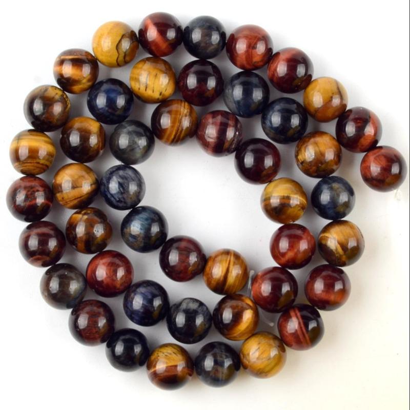 Natural Multicolor Tiger Eye Stone Loose Beads for Jewelry Making, DIY Bracelets Necklace Accessories for Birthday Festival Gift