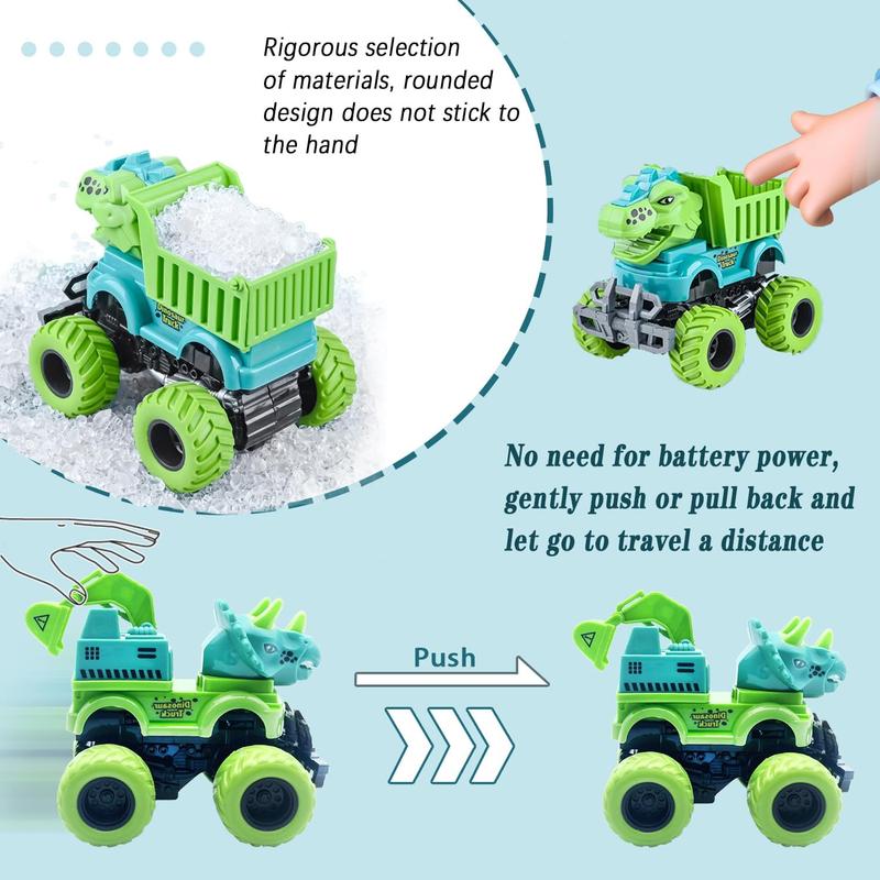 Monster Truck Toys for 2 3 4 5 Year Old Boys Gifts, 2 Pack-Dinosaur Toys for Kids 3-5 with 6 Mini Small Dinosaur Toys, Ideal Monster Trucks for Toddlers 2-4 Years Christmas Birthday Gifts