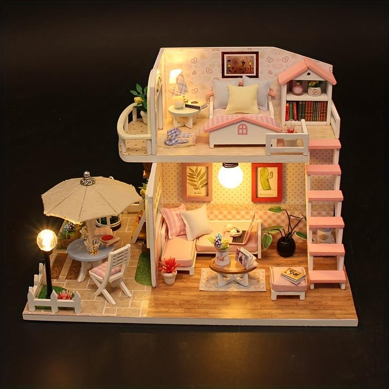 Handmade DIY Wood Craft Kit, 1 Count 3D Creative Assembly Wooden House Model, Birthday Gift, Christmas Gift