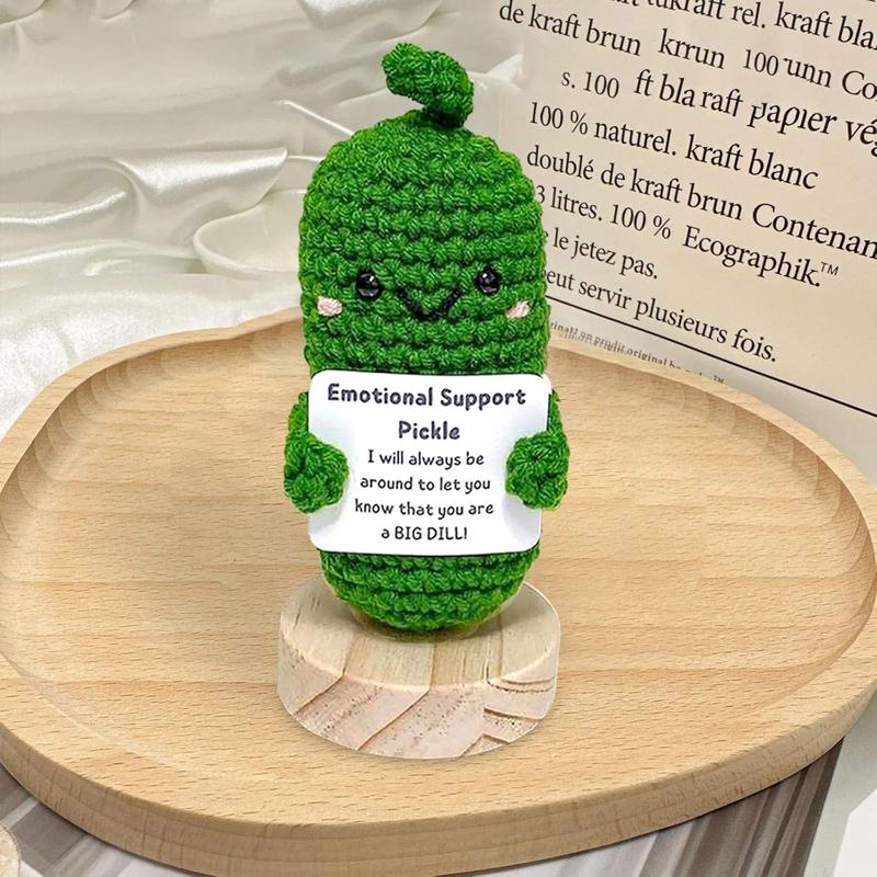 Handmade Emotional Support Pickled Cucumber Birthday Gift, Cute Crochet Christmas Pickle Knitting Doll Ornaments, Funny Reduce Pressure Pickle Toy for Women Men Girlfriend College (1pcs)