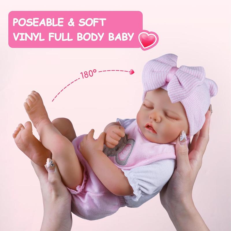 BABESIDE Lifelike Reborn Baby Dolls Twinnie - 17-Inch Baby Soft Body Realistic-Newborn Baby Dolls Poseable Real Life Baby Dolls Girl Cloth Body with Feeding Kit Gift Box for Kids Age 3+